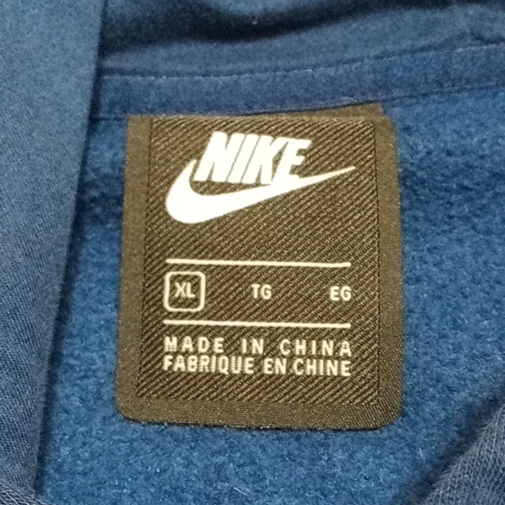 Nike 1/4 zip hoodie sweatshirt, navy & gray with green trim, Youth M (10/12)